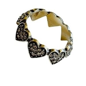 Brighton stackable heart Ring Statement jeweled Swarovski Crystal silver Sz8.5